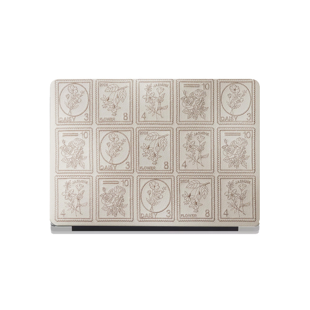 Embroidery Series ♾ Warm Ivory Flora Post Premium Stitching MacBook Case