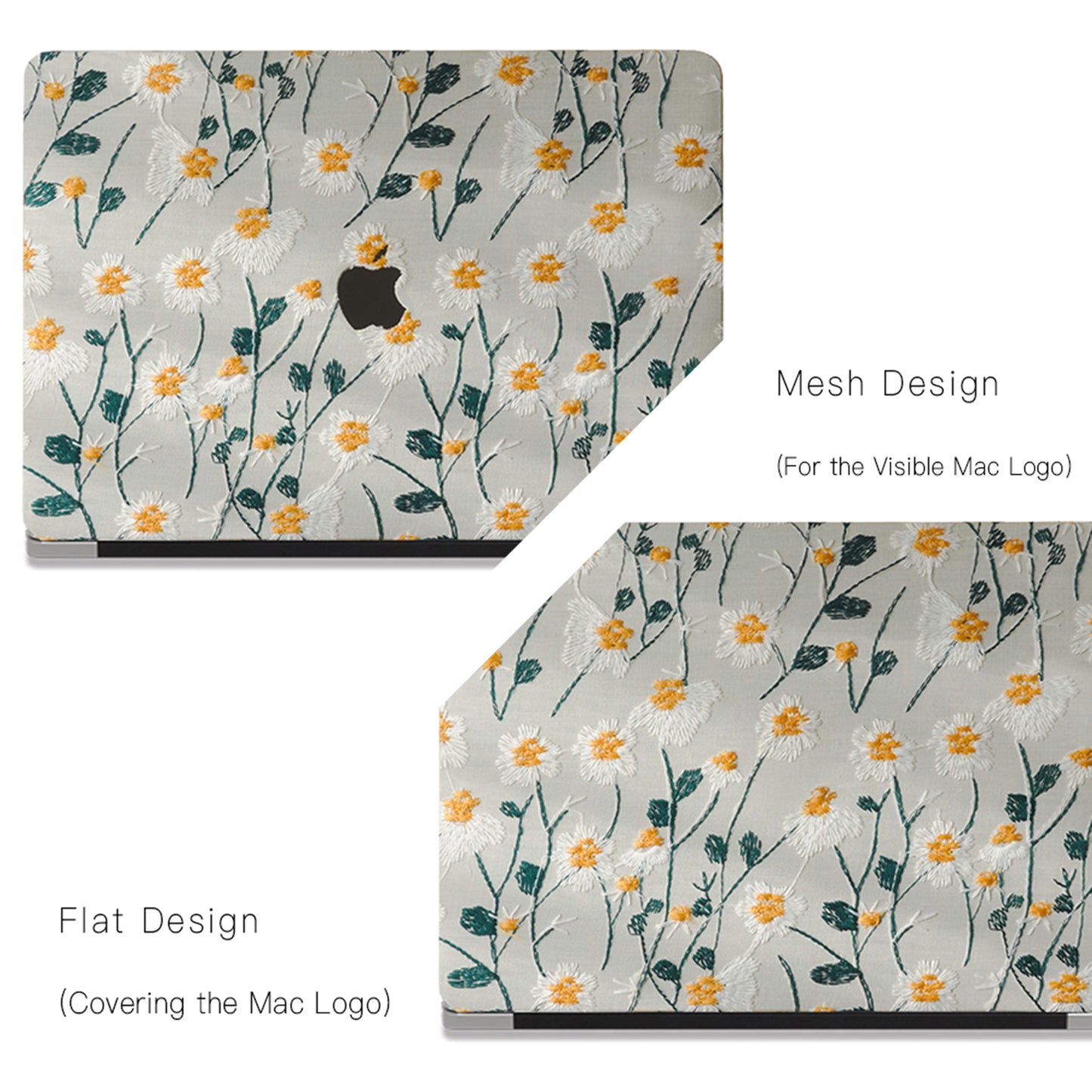 This is us Warm Sun Daisy Embroidery Leather Macbook Case