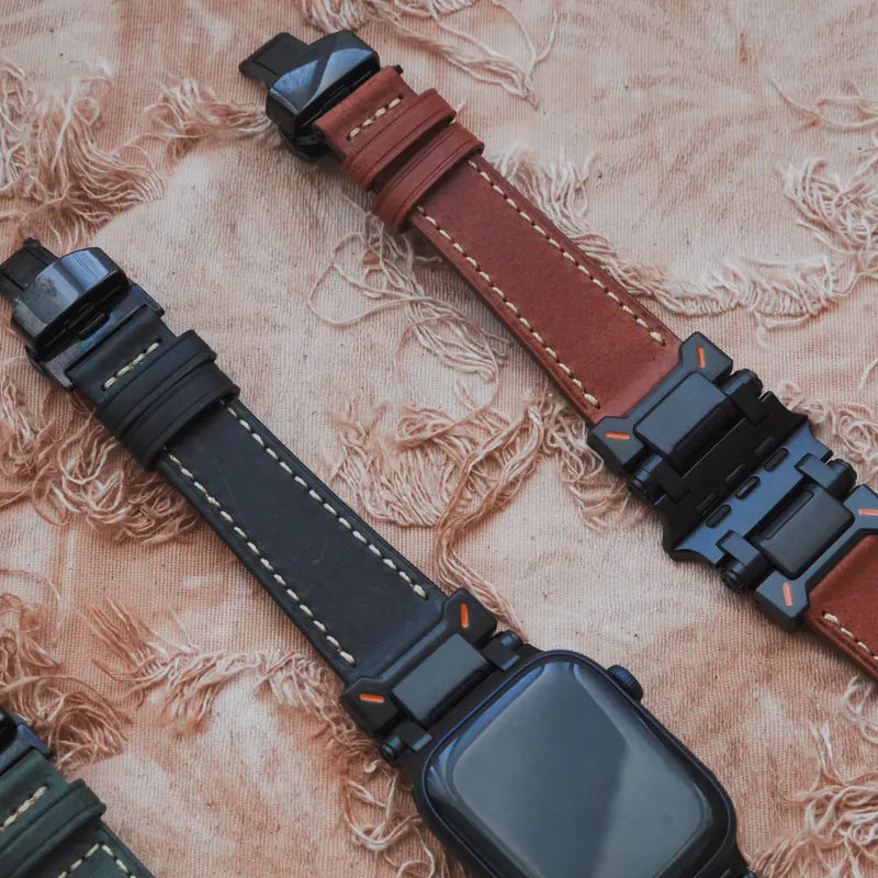 Explorer genuine leather with butterfly clasp Apple Watch strap