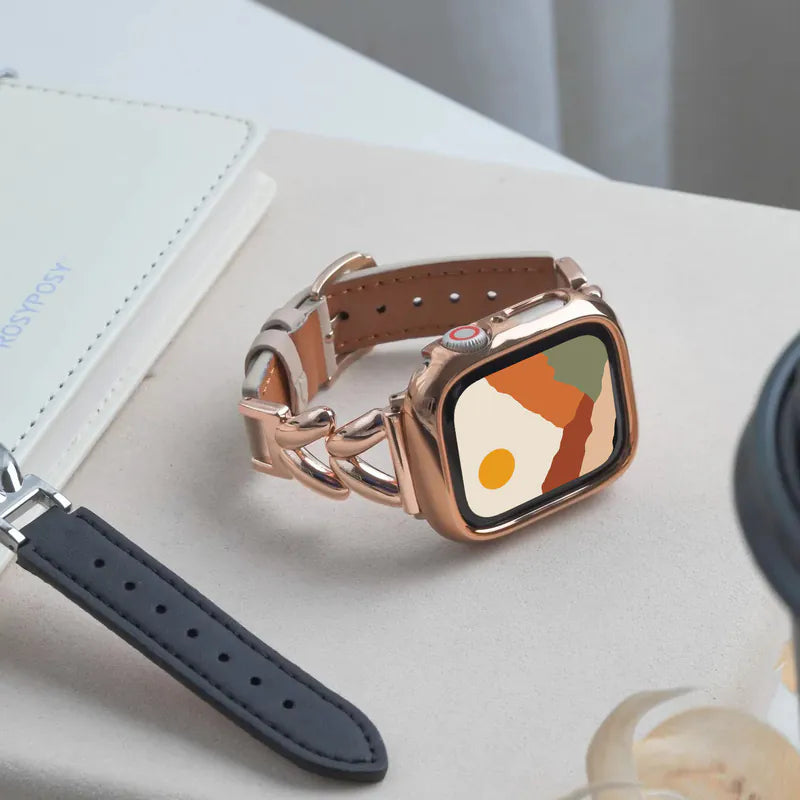Heart-shaped Twisted Leather Mix Apple Watch Band