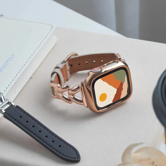 Heart-shaped Twisted Leather Mix Apple Watch Band