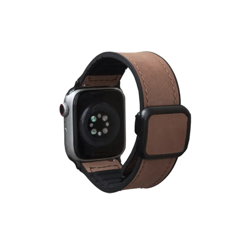 Leather Silicone Magnetic Buckle Apple Watch Band
