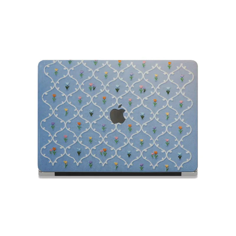 This Is Us Plaid Floral ♾ Textured Stitching Sky Blue Mac Case