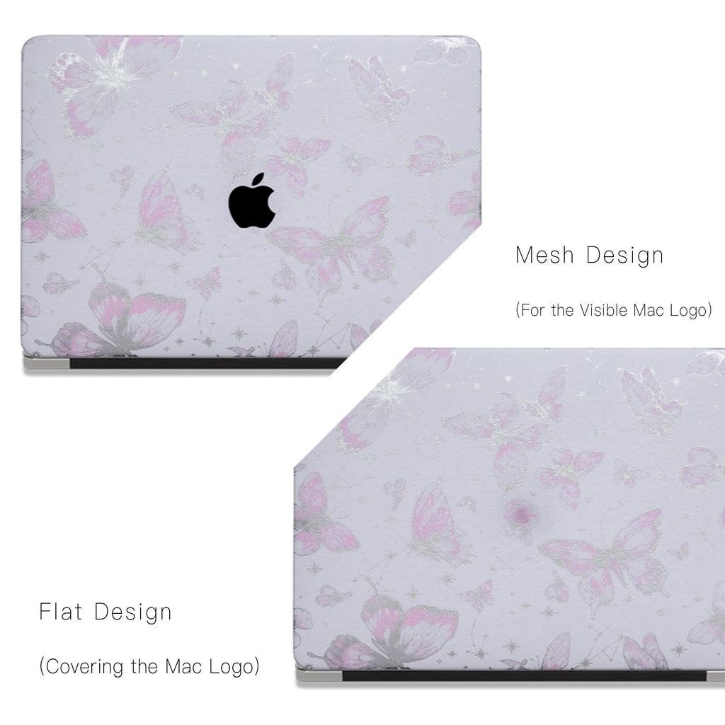 Leather Series ♾ Pink Butterfly Laser-Engraved Macbook Case
