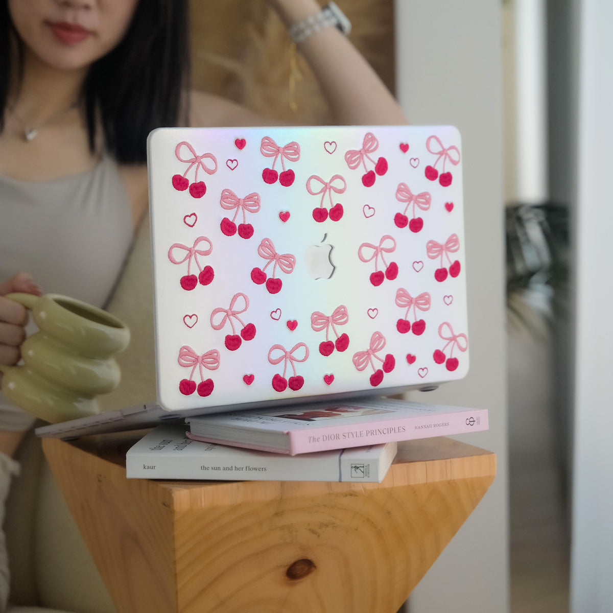 Embroidery Series ♾ Butterfly Embroidered Cherry Texture Stitching Macbook Case