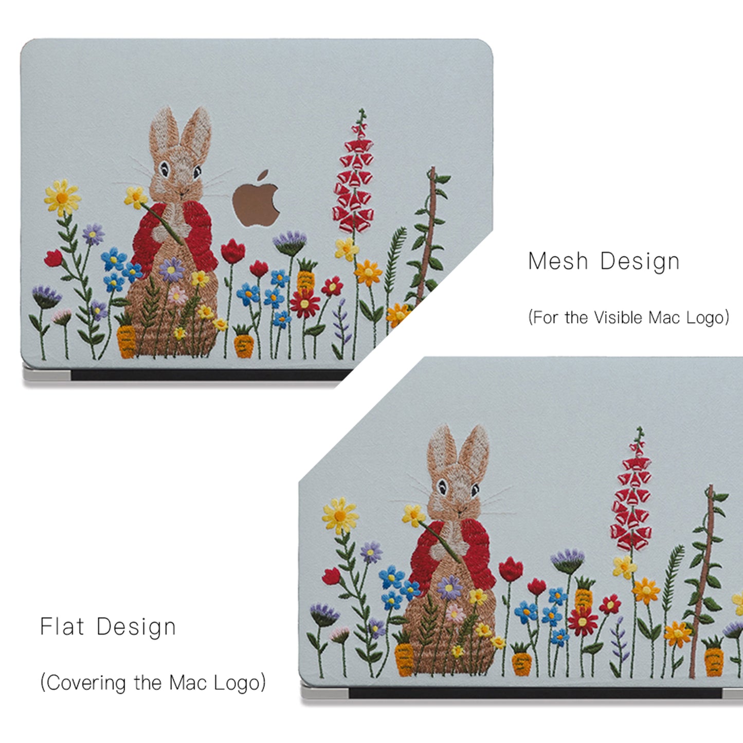 This is us White Hand-drawn Red-clothed Bunny ♾ Textured Stitching MacBook Case