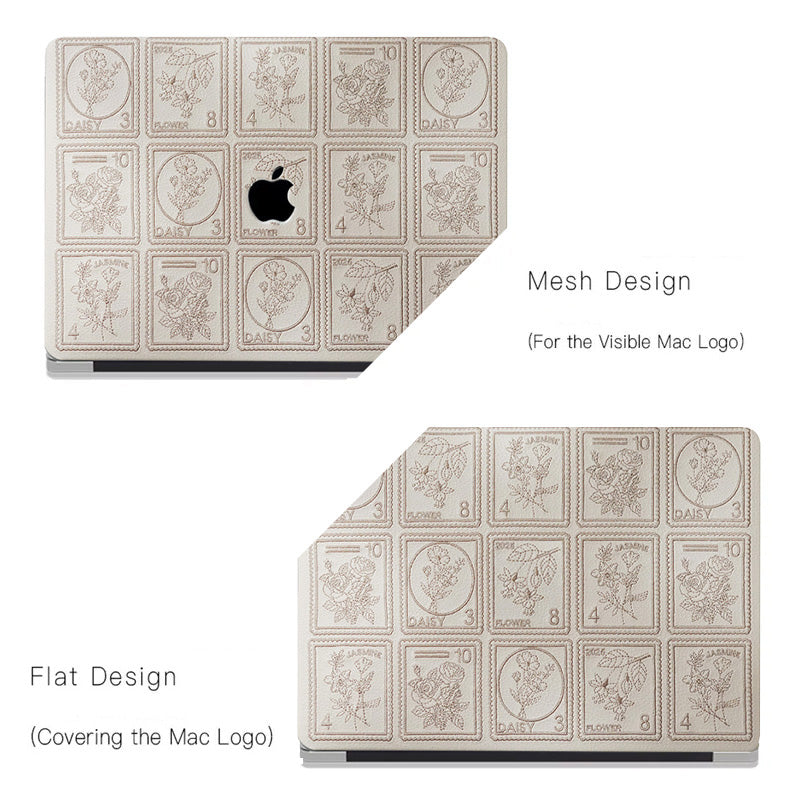 Embroidery Series ♾ Warm Ivory Flora Post Premium Stitching MacBook Case