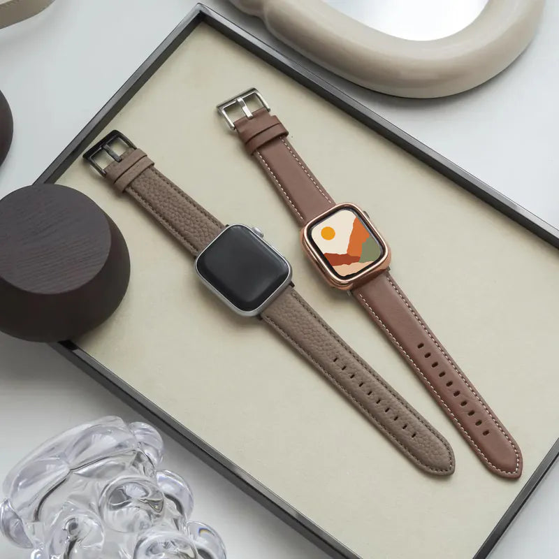 Lychee Grain Texture Leather Buckle Apple Watch Band