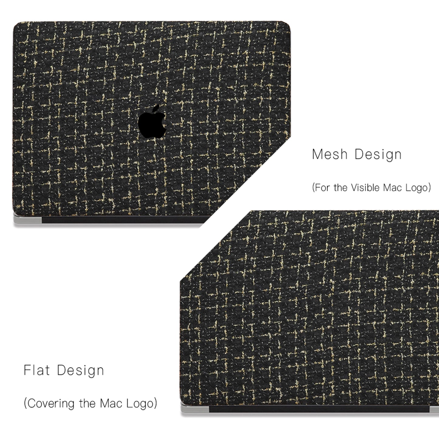 Plain Weave Chanel Style ♾ Pure Black Yarn Woven Mac Case