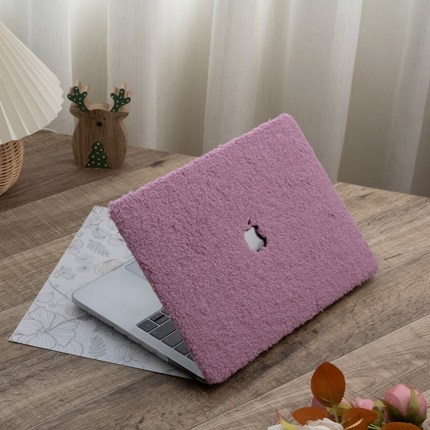 Teddy Fleece, Cardamom Purple Textured Leather Mac Case