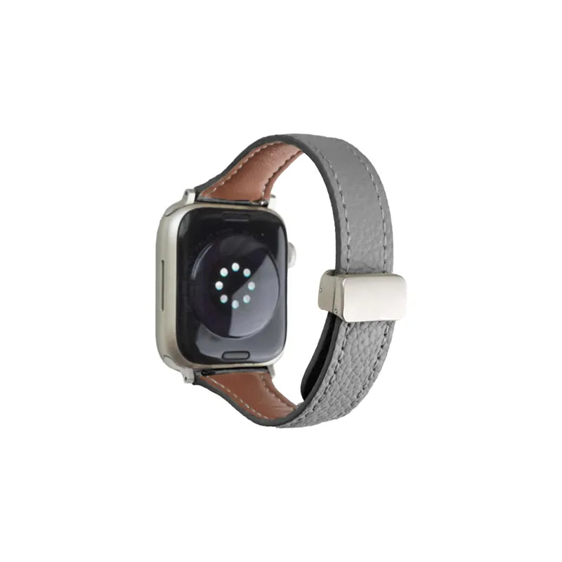 Slim Magnetic Lychee Texture Leather Apple Watch Band
