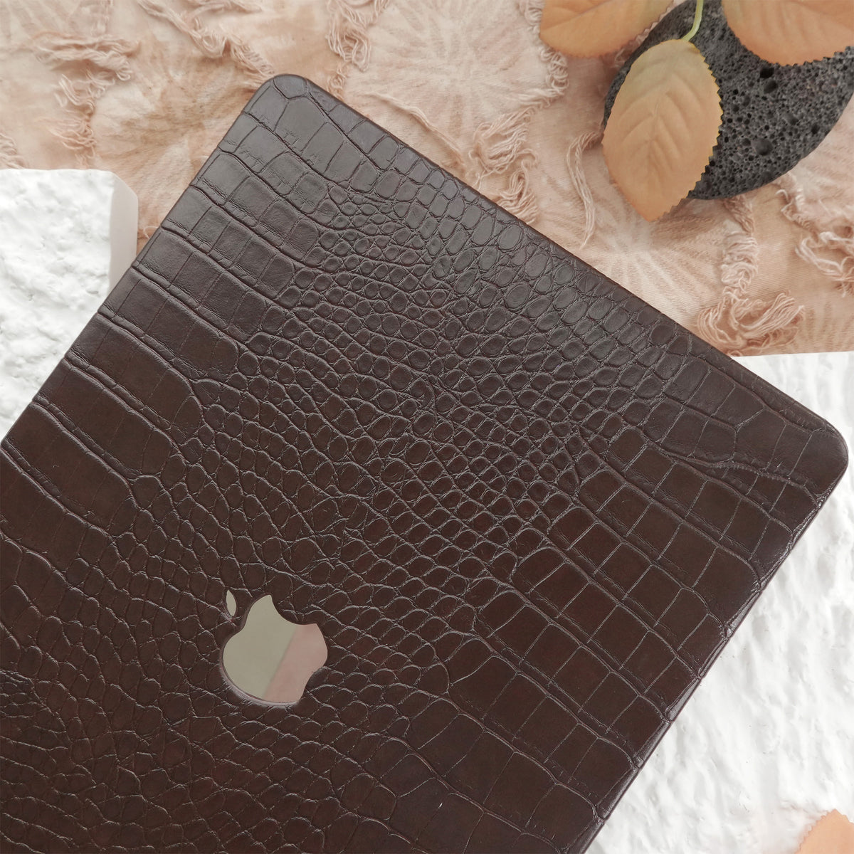 Leather Series ♾ Dark Brown Crocodile Leather MacBook Case