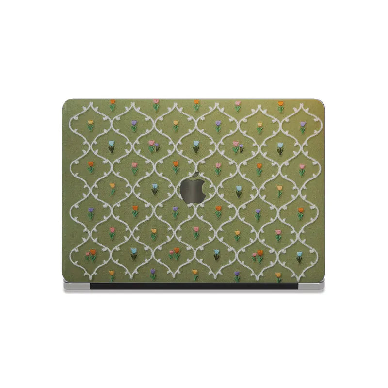 This Is Us Plaid Floral Textured Stitching Little Grass Green Mac Case