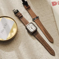 Crazy Horse Leather Metal Butterfly Clasp Apple Watch Band