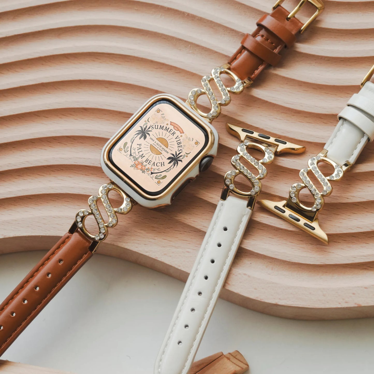 Double Spin Diamond-Encrusted Aesthetic Metal Apple Watch Band