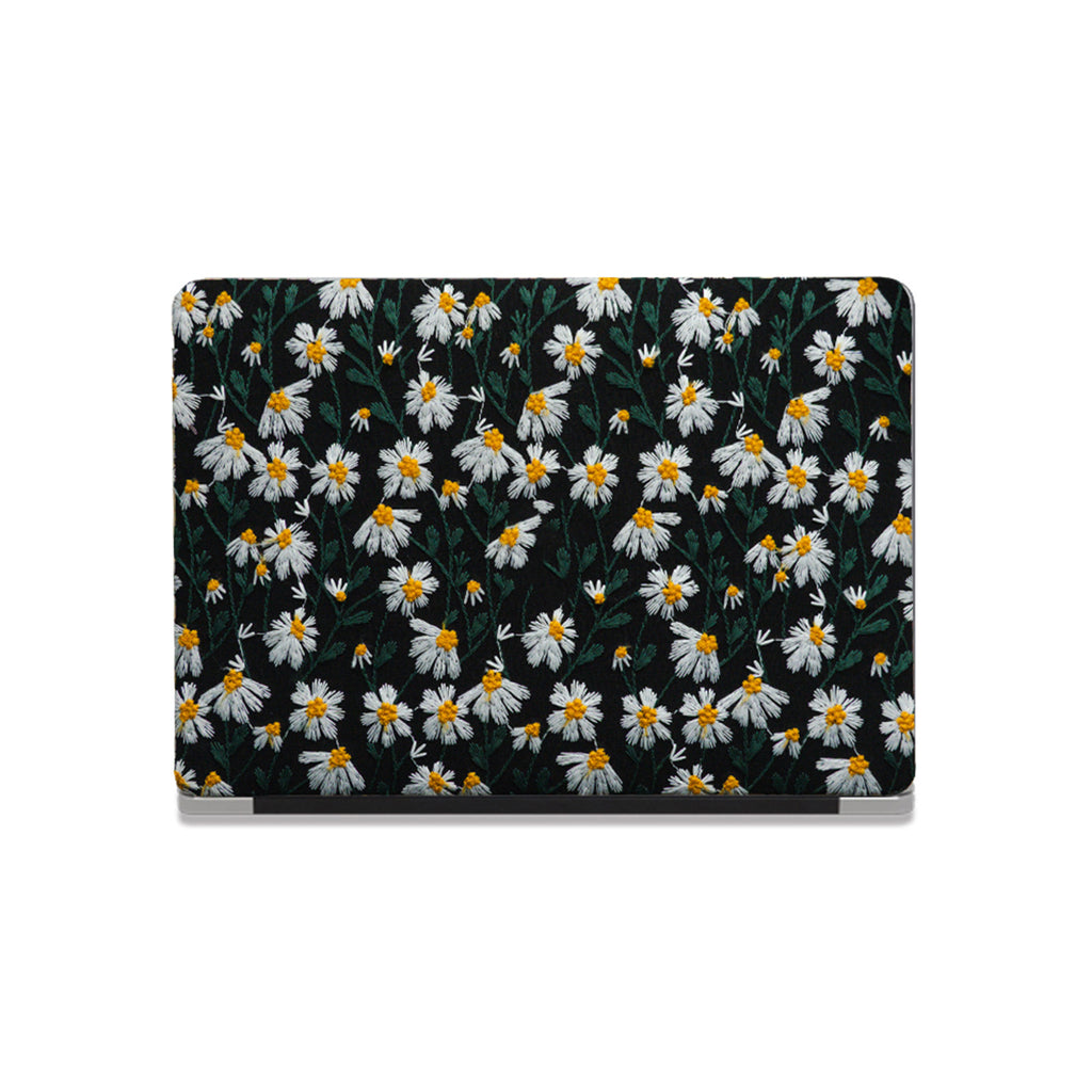 Embroidery Series ♾ Deep Black Daisy Textured Stitching MacBook Case