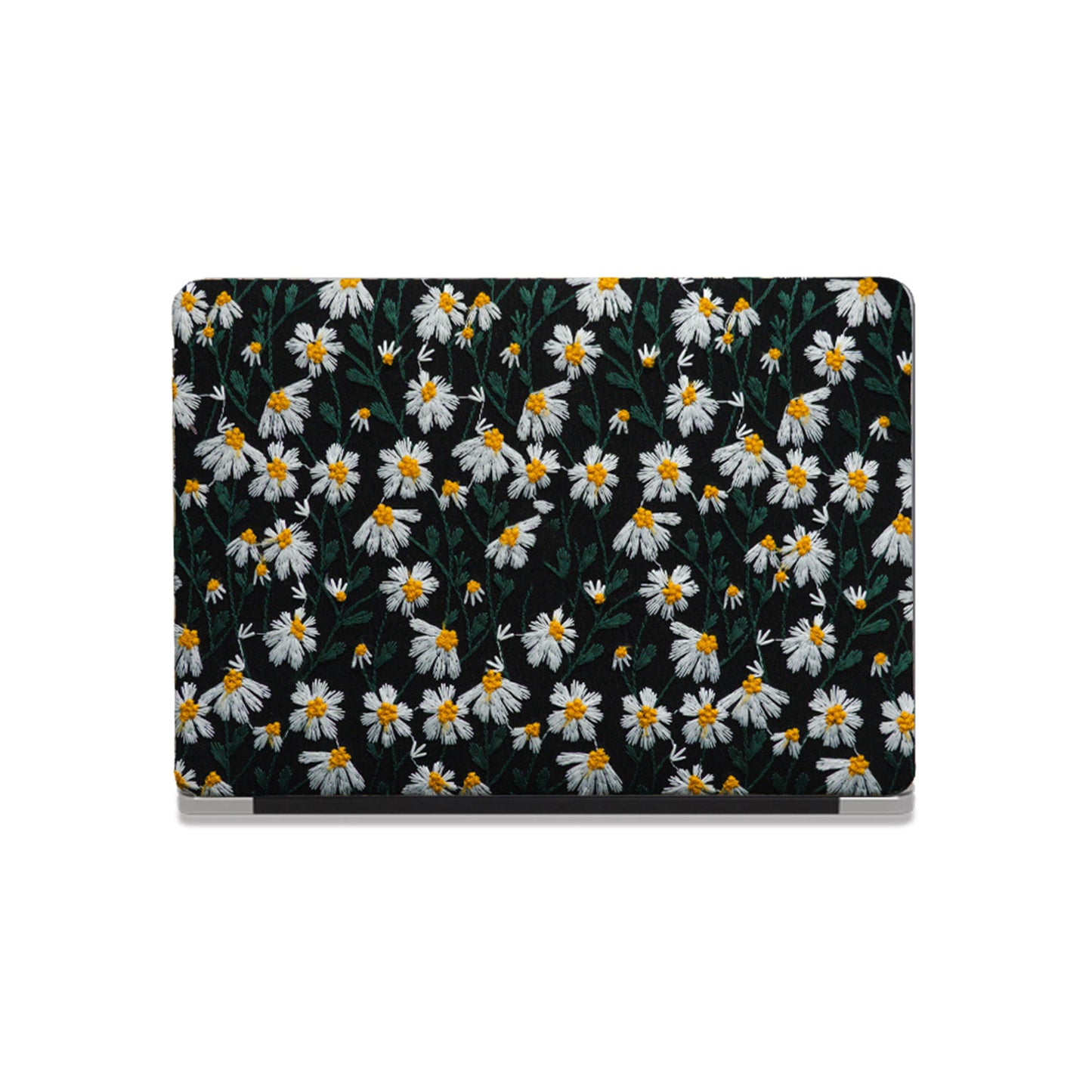 Embroidery Series ♾ Deep Black Daisy Textured Stitching MacBook Case