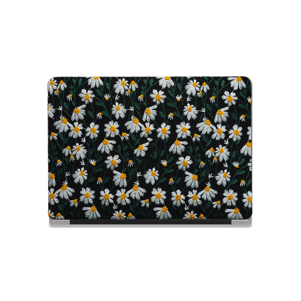 Embroidery Series ♾ Deep Black Daisy Textured Stitching MacBook Case