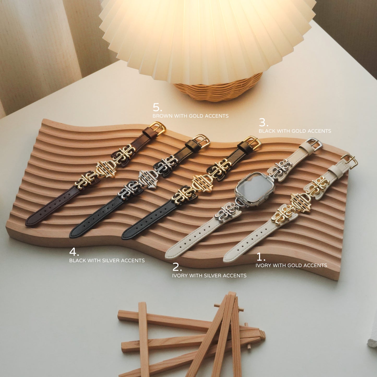 Sacred Cross Genuine Leather & Metal Hybrid Apple Watch Band