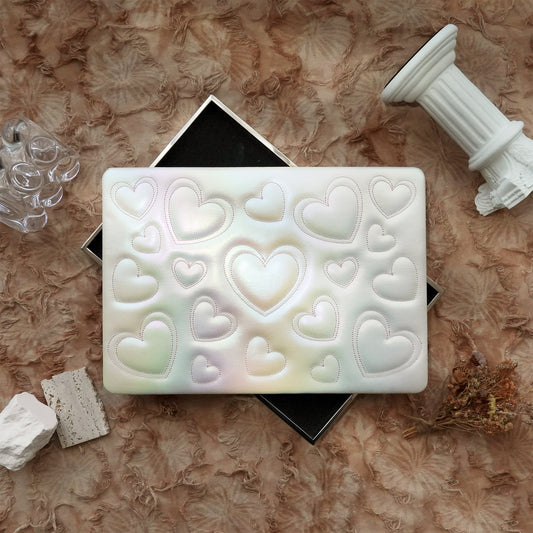 Puffy Heart Iridescent White ♾ Textured MacBook Case
