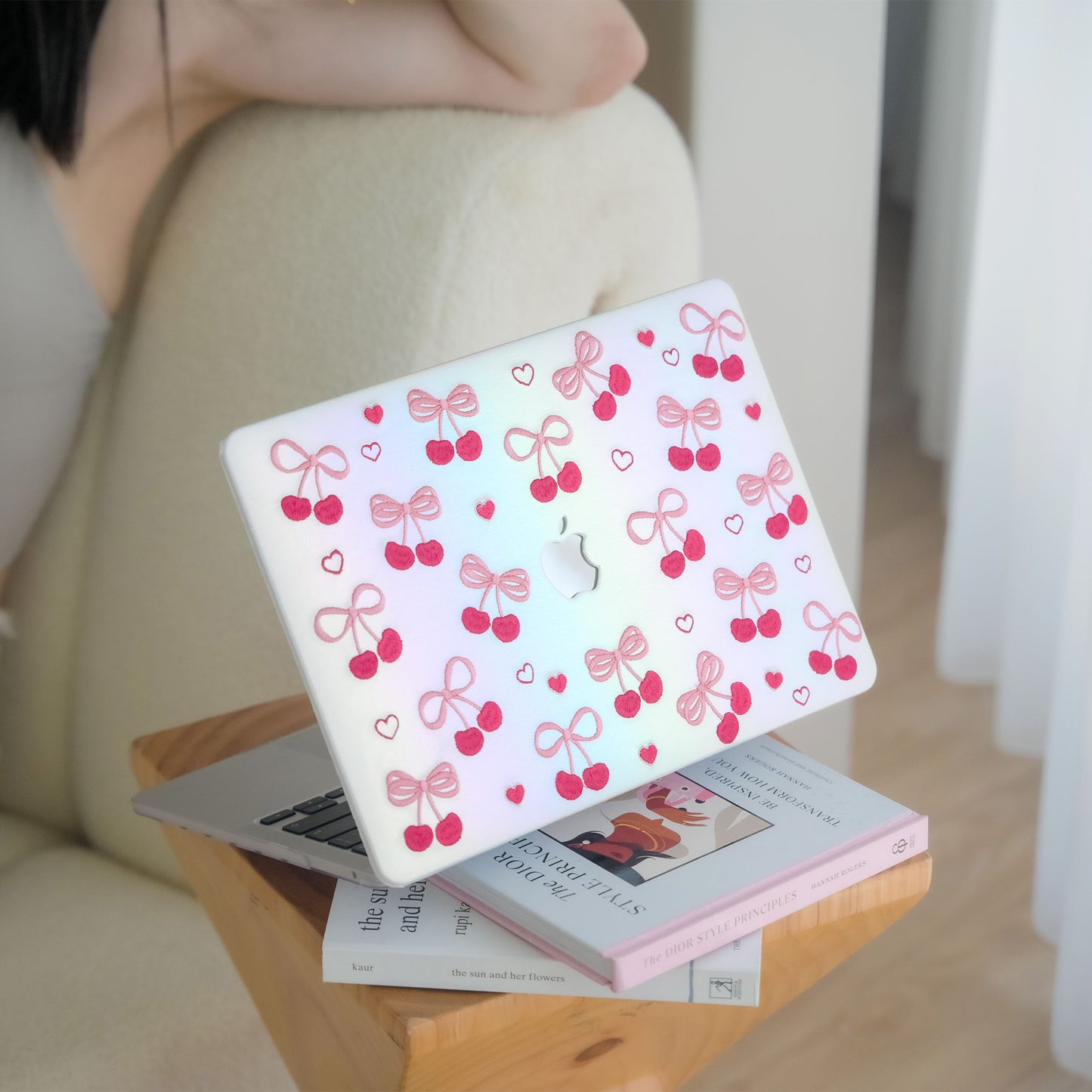 Embroidery Series ♾ Butterfly Embroidered Cherry Texture Stitching Macbook Case