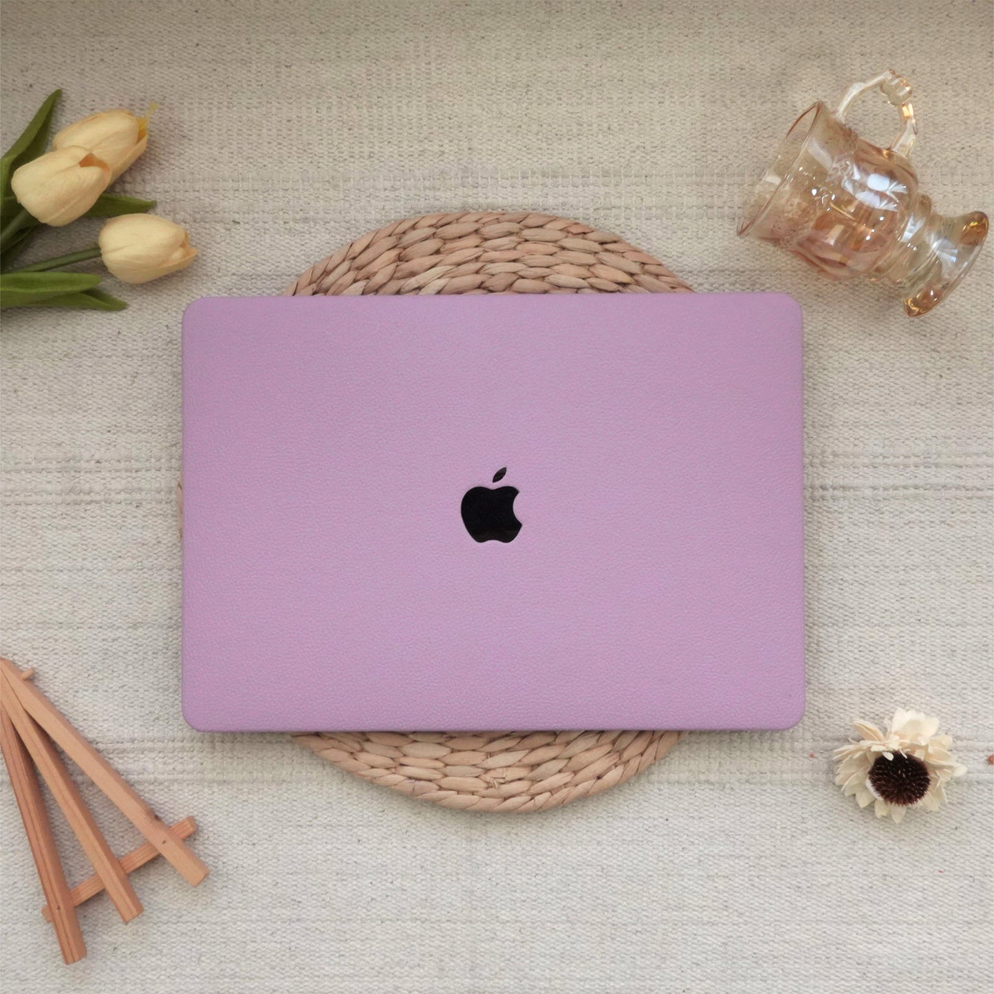 Lilac Lychee Texture Leather Macbook Case