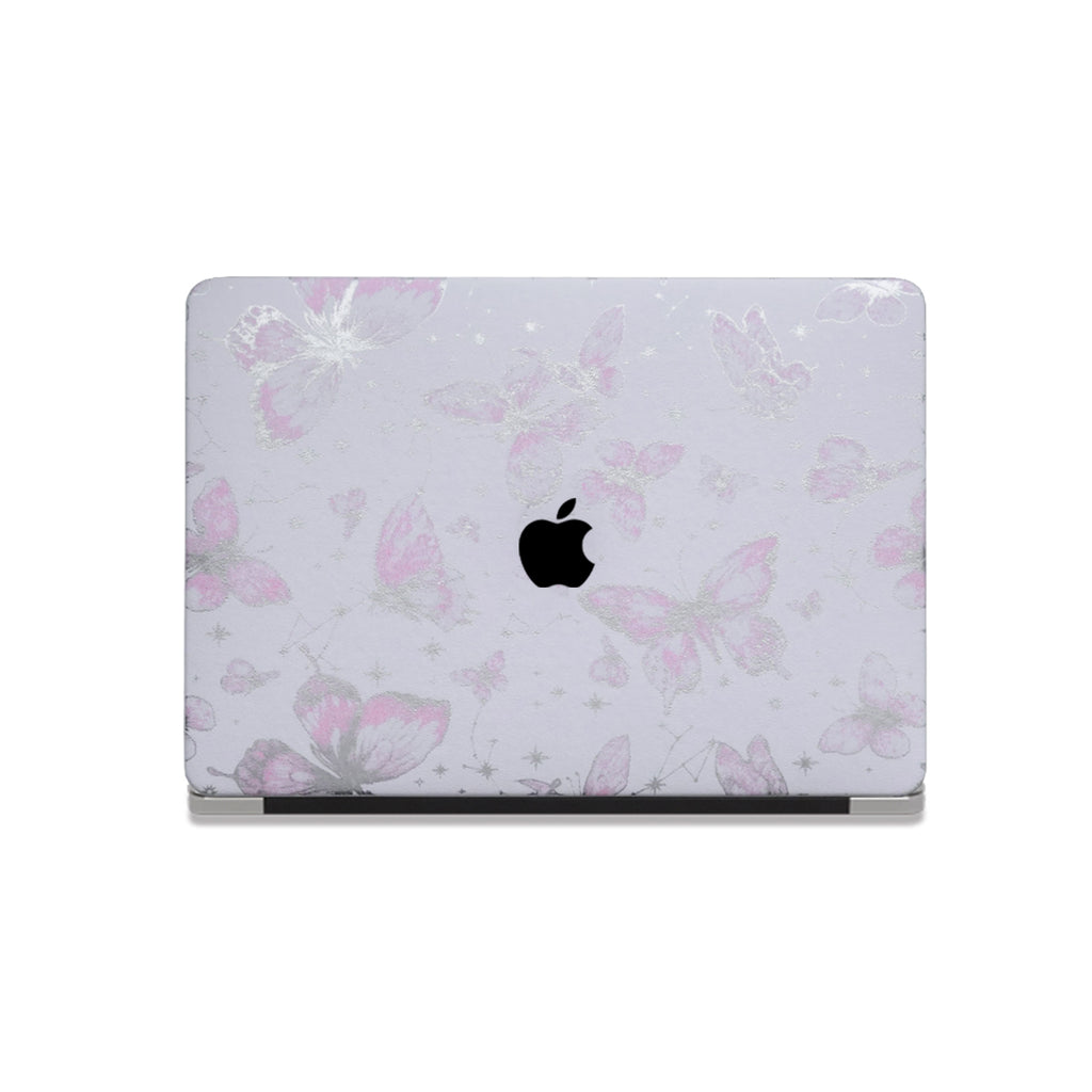 Leather Series ♾ Pink Butterfly Laser-Engraved Macbook Case