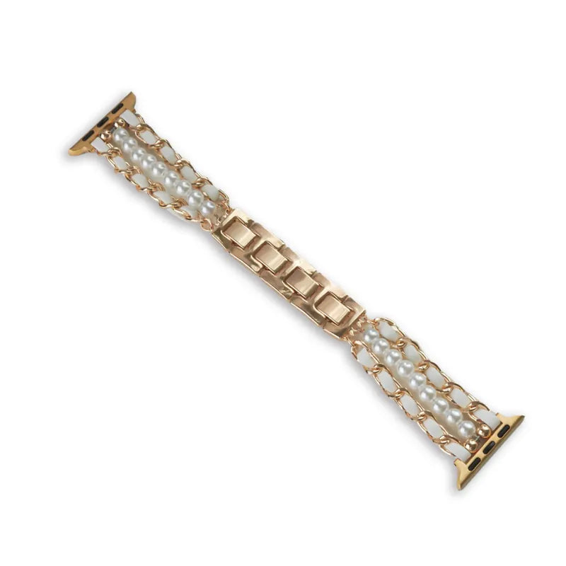 Pearl Fashionista Mixed Leather Apple Watch Band