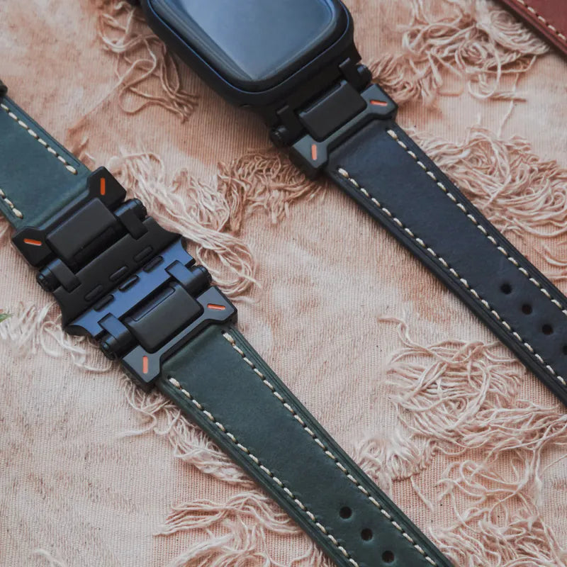 Explorer genuine leather with butterfly clasp Apple Watch strap