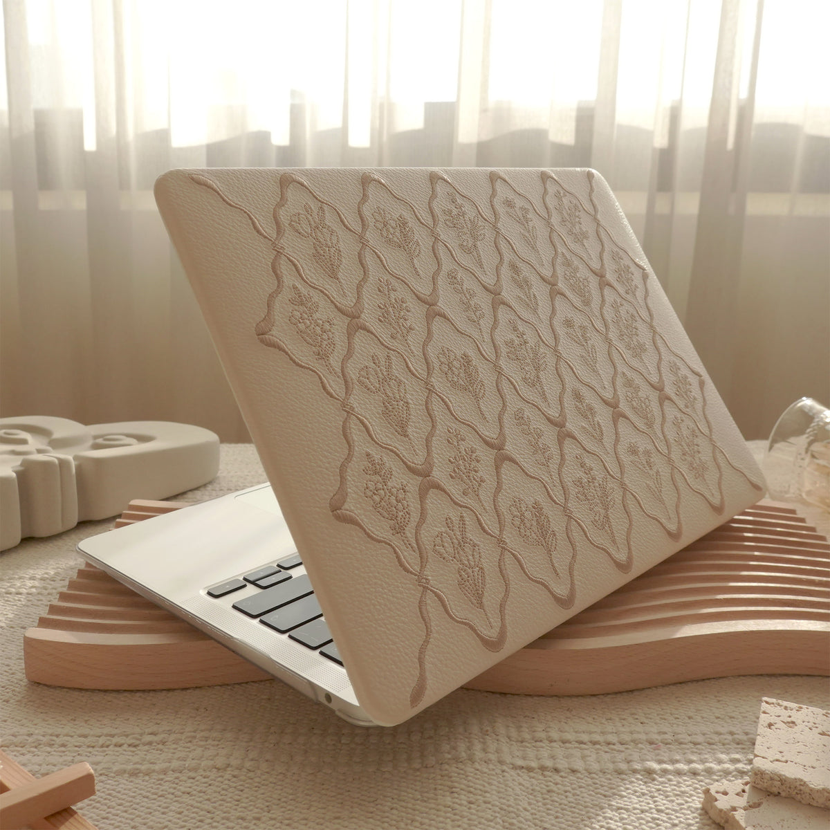 Embossed Flora Light Brown MacBook Case