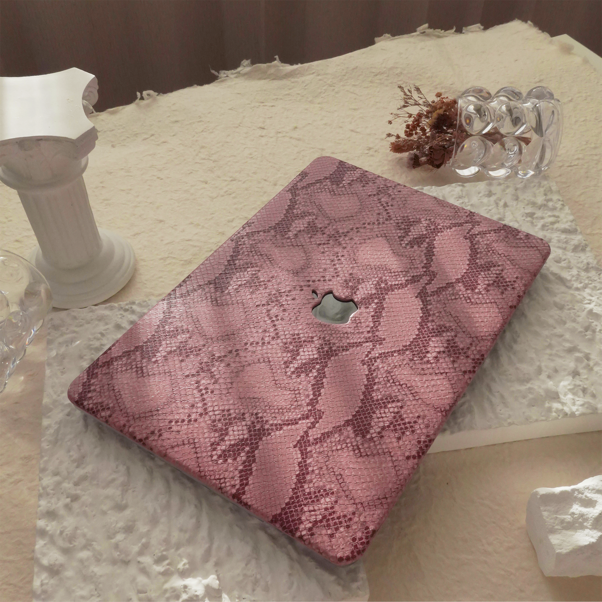 Leather Series ♾ Red Snake Pattern Leather MacBook Case