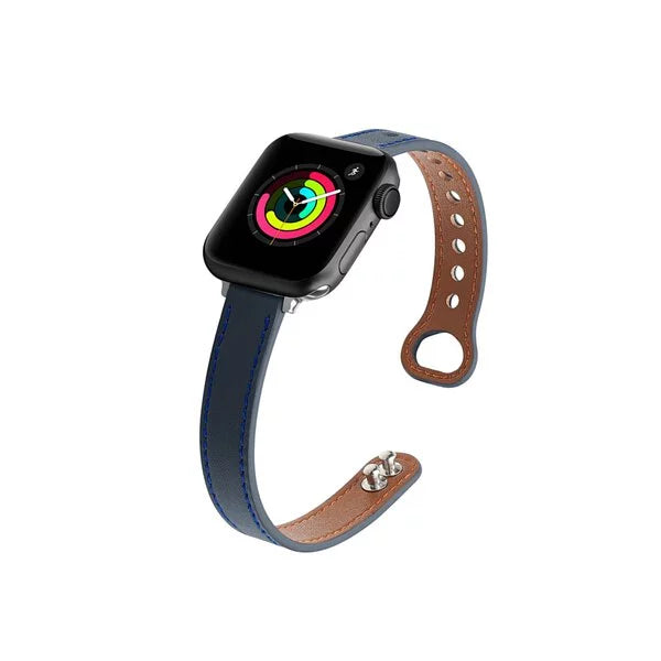 Narrow Genuine Leather Buckle Apple Watch Band