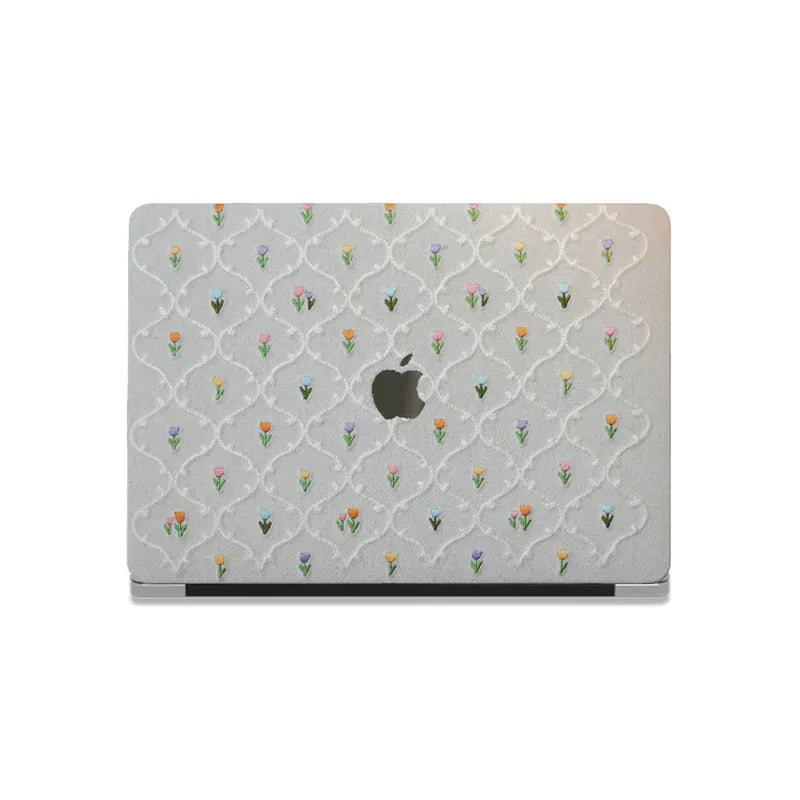 This is us Plaid Floral ♾ Textured Stitching Plain White Mac Case