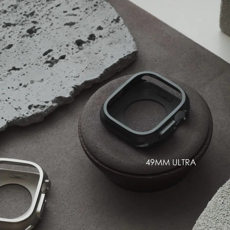 Full-Coverage Brushed Metal Texture Apple Watch Protective Case