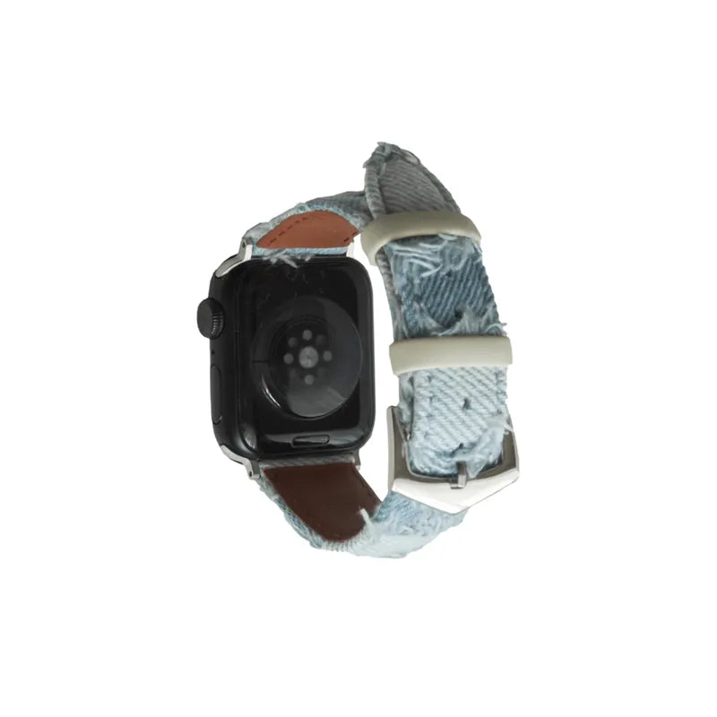 Distressed Denim Material Apple Watch Band