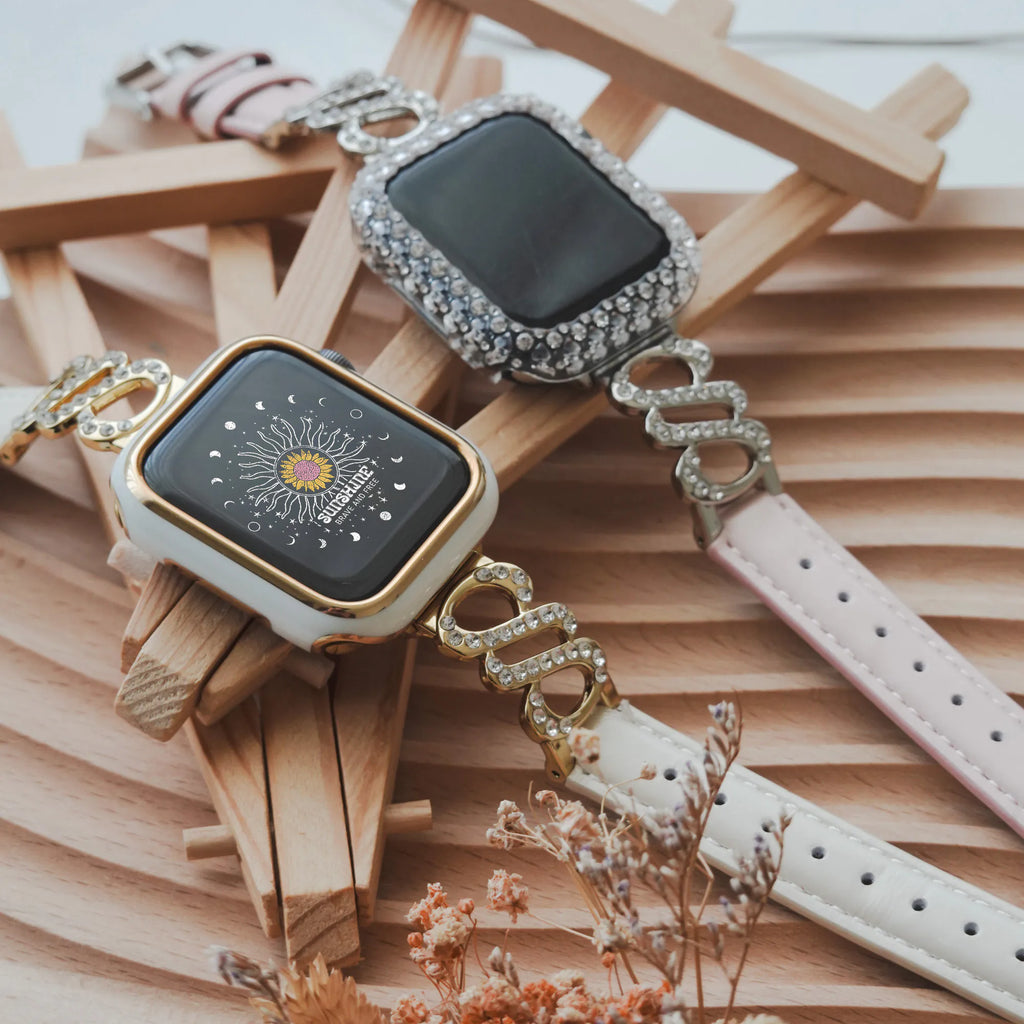 Double Spin Diamond-Encrusted Aesthetic Metal Apple Watch Band