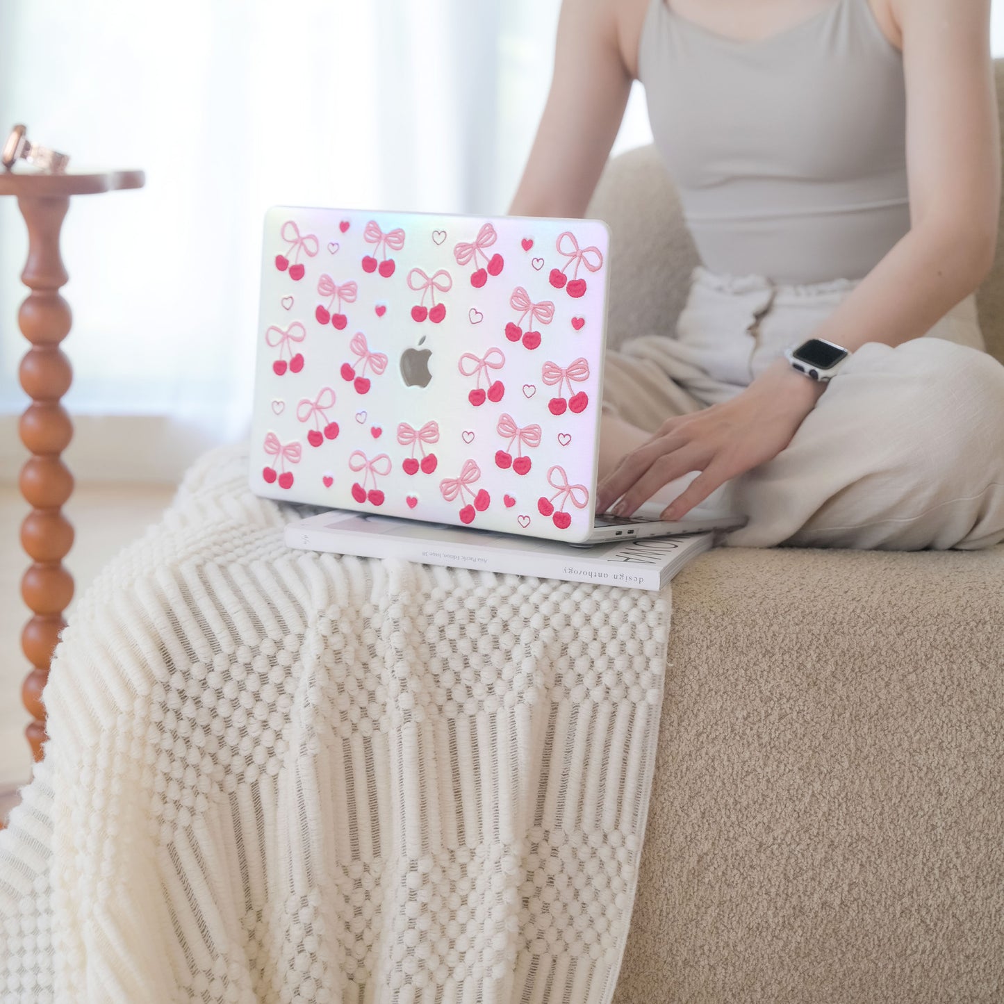 Embroidery Series ♾ Butterfly Embroidered Cherry Texture Stitching Macbook Case