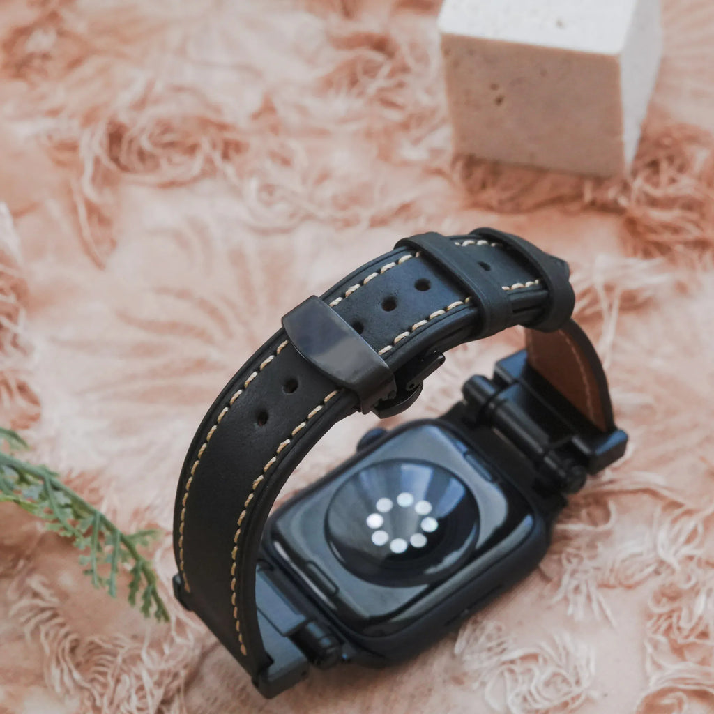 Explorer genuine leather with butterfly clasp Apple Watch strap