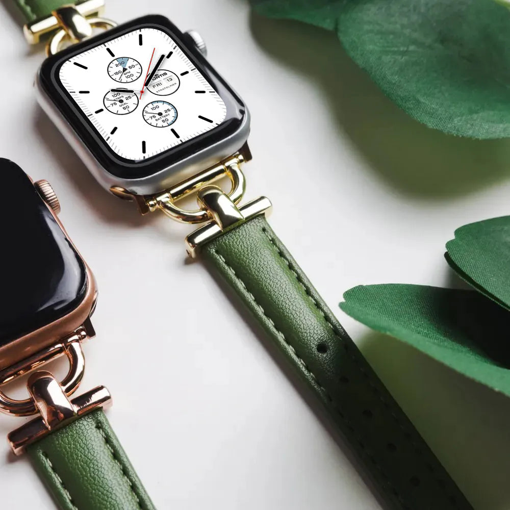 Metal embellishments leather Apple Watch band