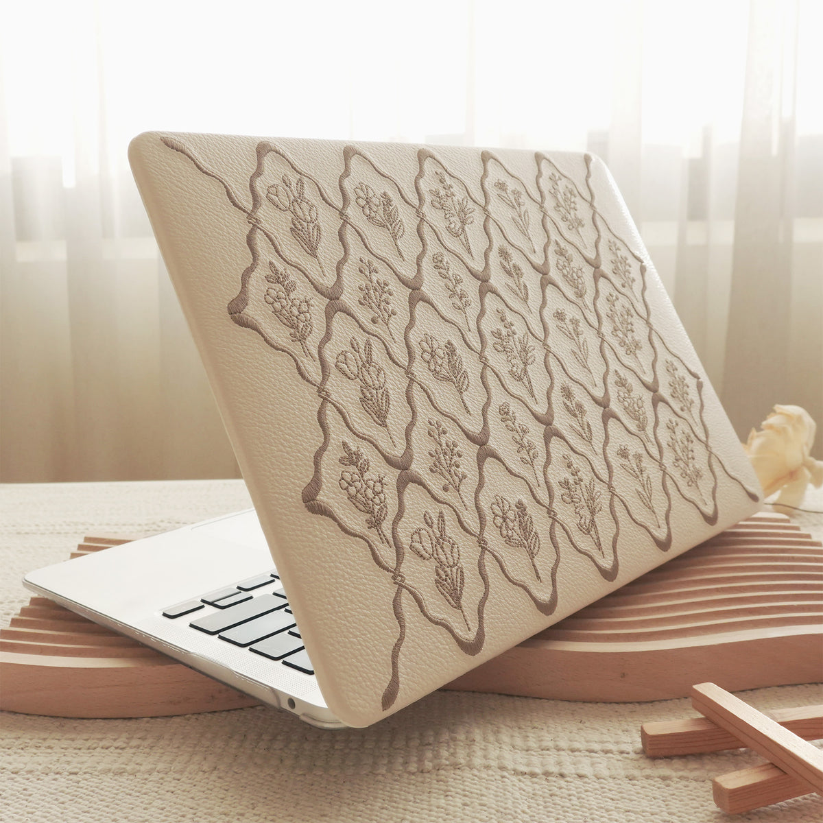 Embossed Flora Dark Brown MacBook Case