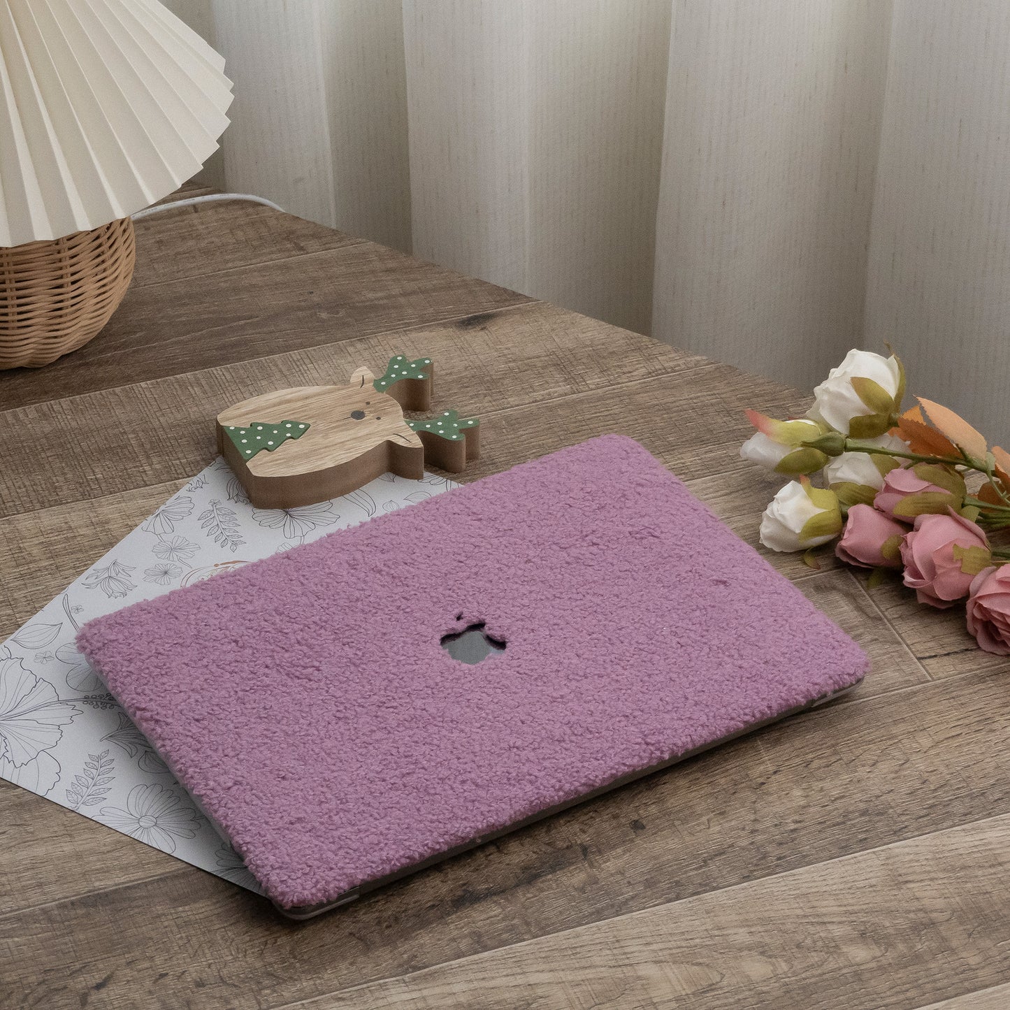 Teddy Fleece, Cardamom Purple Textured Leather Mac Case