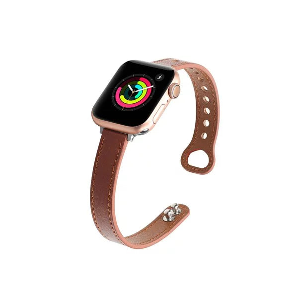 Narrow Genuine Leather Buckle Apple Watch Band