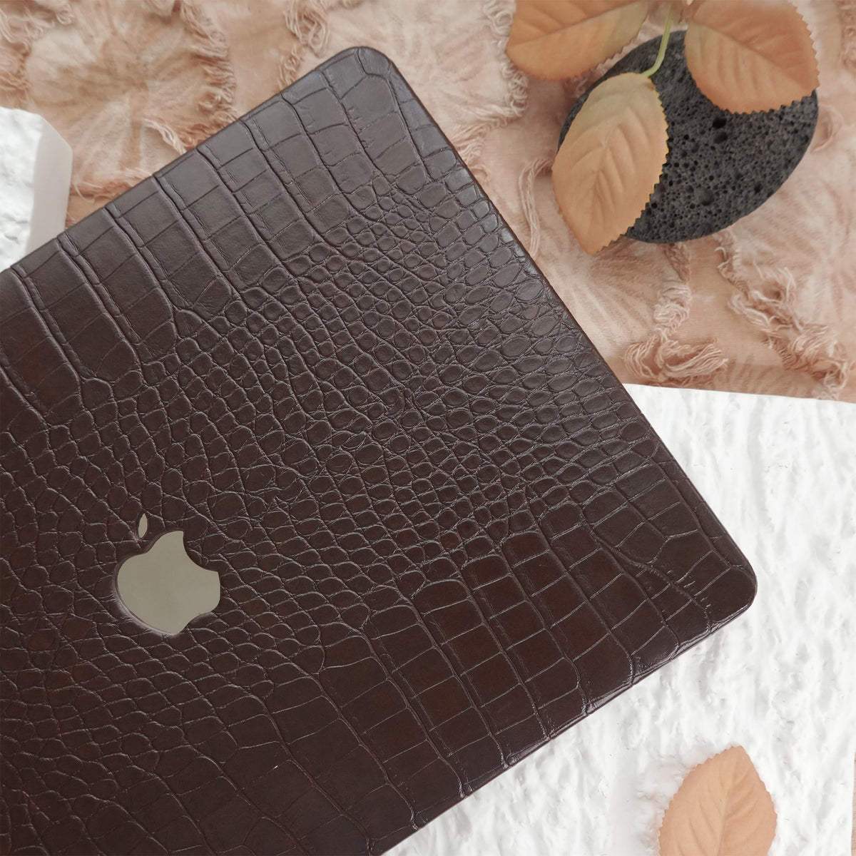 Leather Series ♾ Dark Brown Crocodile Leather MacBook Case