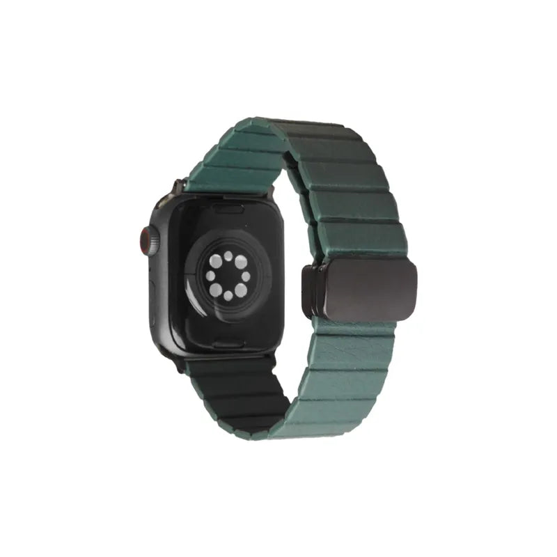 Wide Elegant Leather Venetian Blinds Magnetic Clasp Apple Watch Band