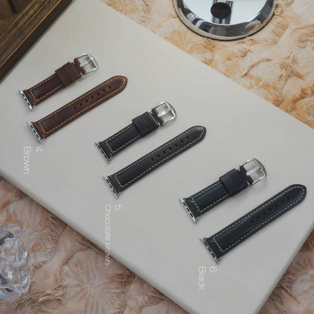 Men's Stitched Pattern Premium Leather Apple Watch Band