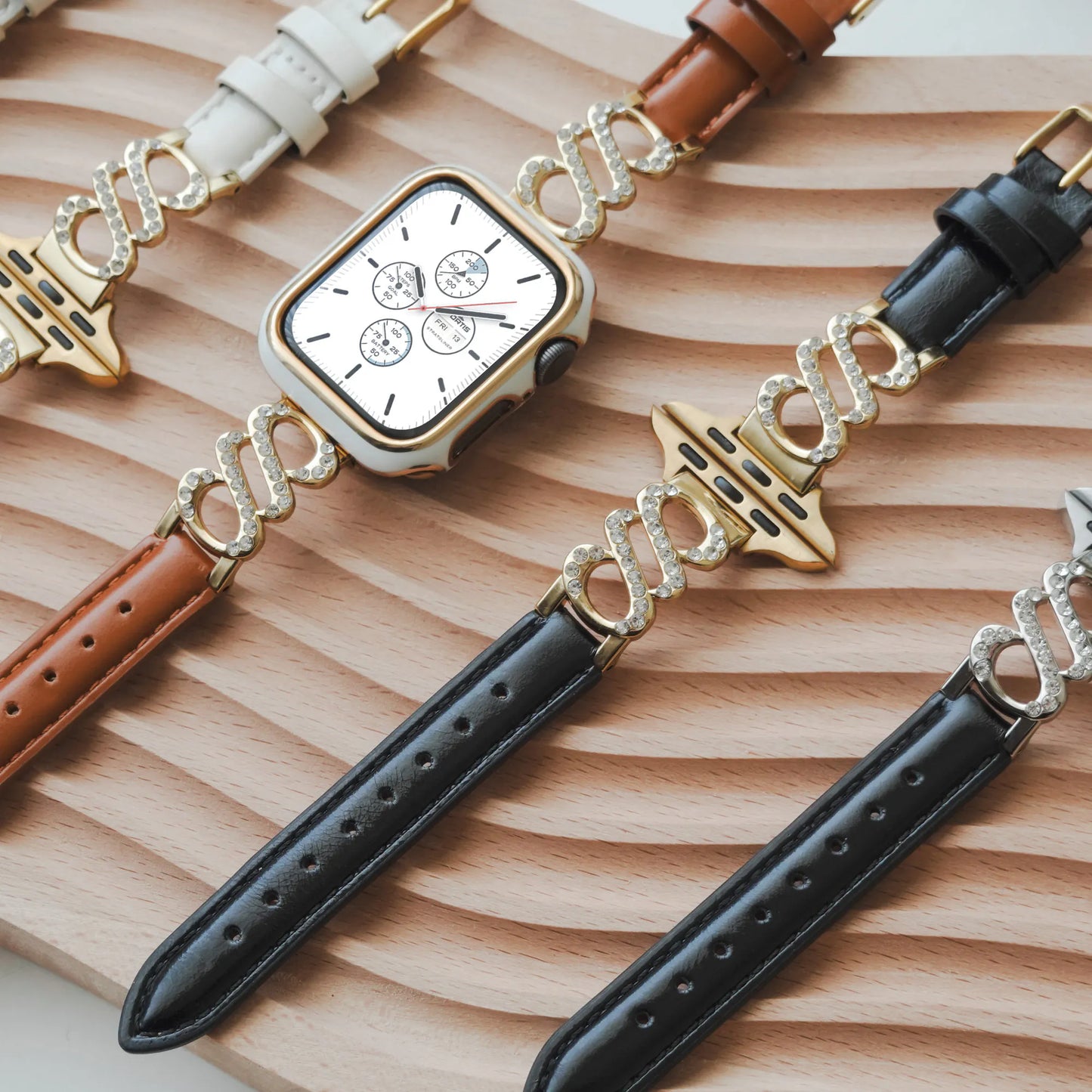 Double Spin Diamond-Encrusted Aesthetic Metal Apple Watch Band