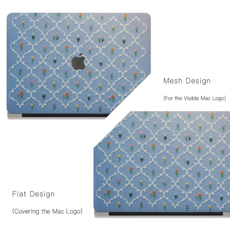 This Is Us Plaid Floral ♾ Textured Stitching Sky Blue Mac Case