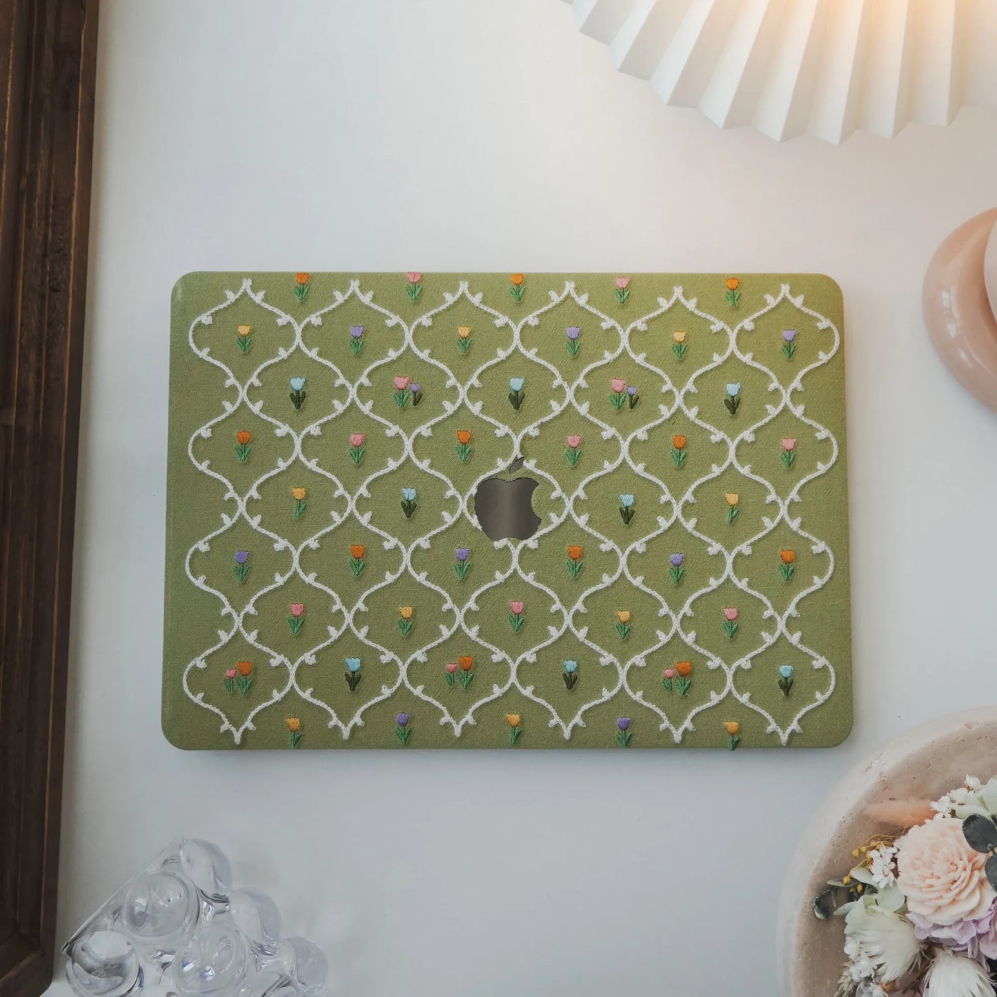 This Is Us Plaid Floral Textured Stitching Little Grass Green Mac Case
