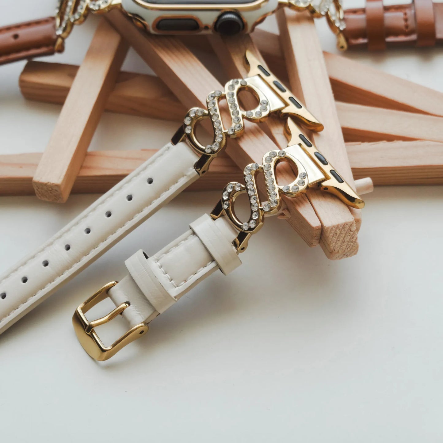 Double Spin Diamond-Encrusted Aesthetic Metal Apple Watch Band