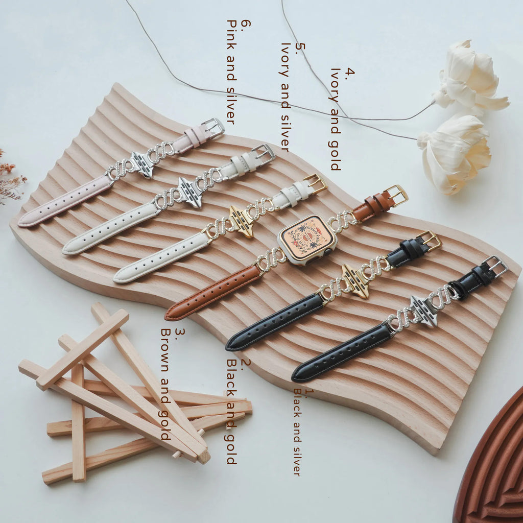 Double Spin Diamond-Encrusted Aesthetic Metal Apple Watch Band